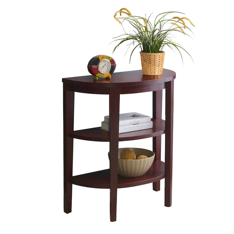 Convenience Concepts Newport Half-Circle Console Table with Shelves