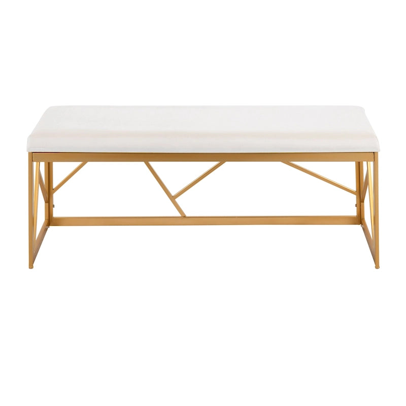 Silver Orchid Sala Glam Metal Upholstered Bench
