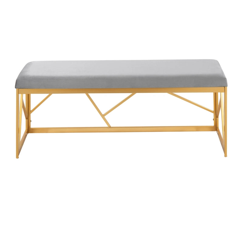 Silver Orchid Sala Glam Metal Upholstered Bench