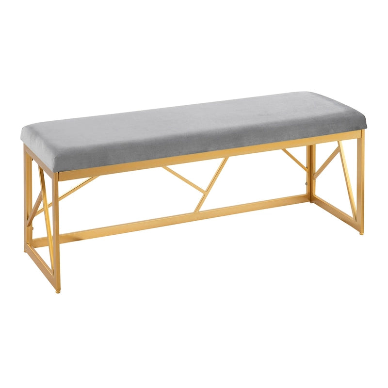 Silver Orchid Sala Glam Metal Upholstered Bench
