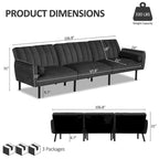3-Seater Convertible Sleeper Couch, Sectional Sleeper Sofa Bed with Charging Ports for Apartment - 3-Person