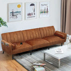 3-Seater Convertible Sleeper Couch, Sectional Sleeper Sofa Bed with Charging Ports for Apartment - 3-Person