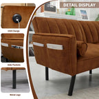 3-Seater Convertible Sleeper Couch, Sectional Sleeper Sofa Bed with Charging Ports for Apartment - 3-Person