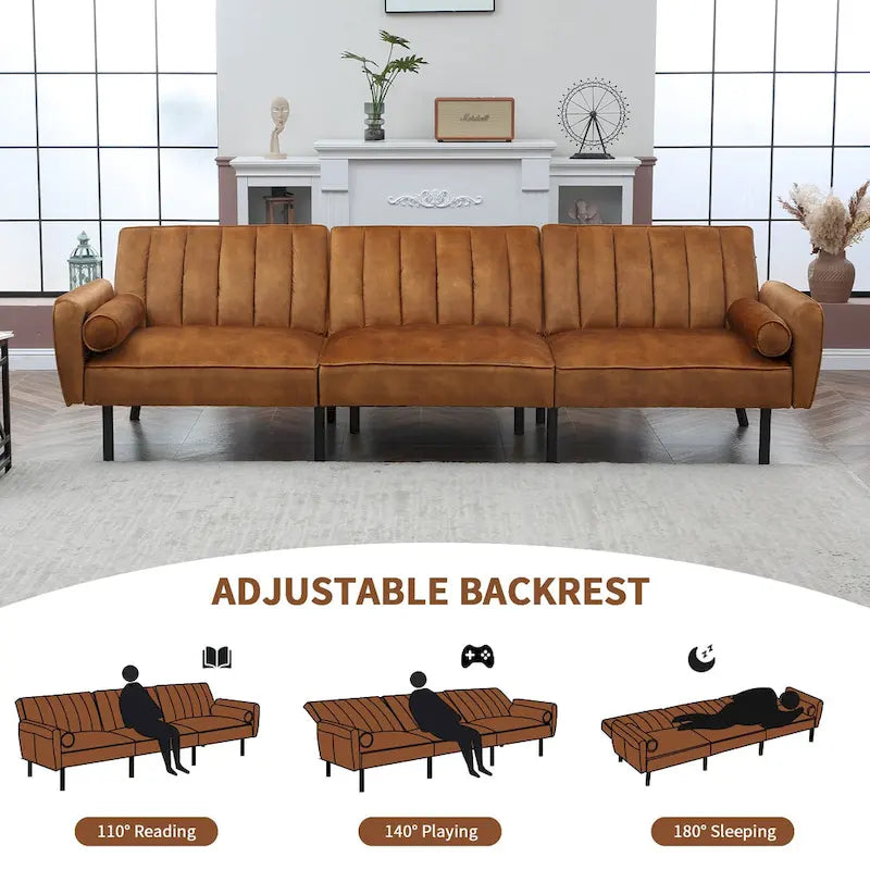 3-Seater Convertible Sleeper Couch, Sectional Sleeper Sofa Bed with Charging Ports for Apartment - 3-Person