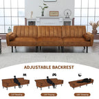 3-Seater Convertible Sleeper Couch, Sectional Sleeper Sofa Bed with Charging Ports for Apartment - 3-Person