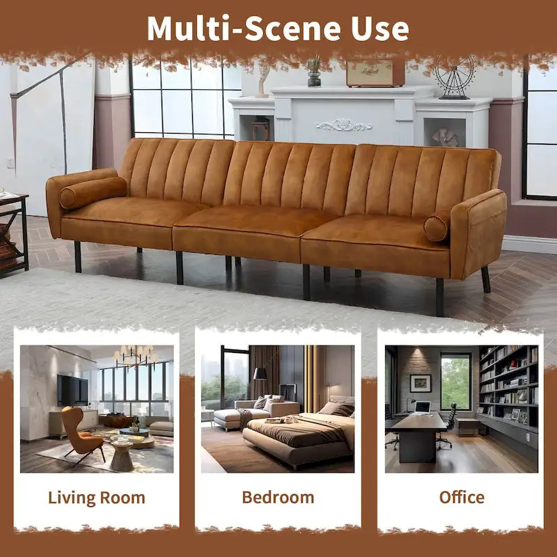 3-Seater Convertible Sleeper Couch, Sectional Sleeper Sofa Bed with Charging Ports for Apartment - 3-Person