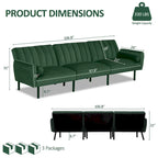 3-Seater Convertible Sleeper Couch, Sectional Sleeper Sofa Bed with Charging Ports for Apartment - 3-Person