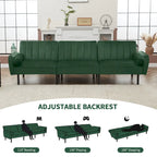 3-Seater Convertible Sleeper Couch, Sectional Sleeper Sofa Bed with Charging Ports for Apartment - 3-Person