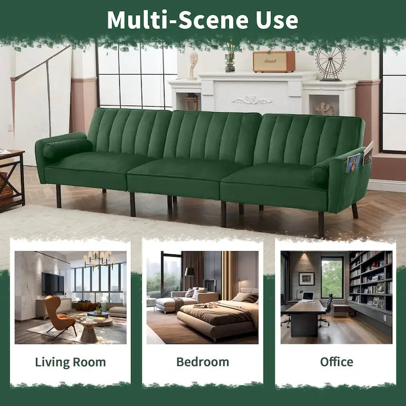 3-Seater Convertible Sleeper Couch, Sectional Sleeper Sofa Bed with Charging Ports for Apartment - 3-Person