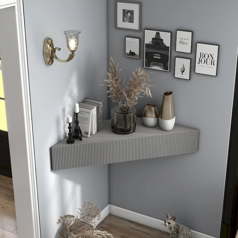 Furniture of America Sukhumi Transitional 47-inch 3-Shelf Wall-Mounted Corner TV Console