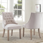 Mid-century Modern Dining chairs Button Tufted Accent Chairs with Nailhead Trim Set of 2