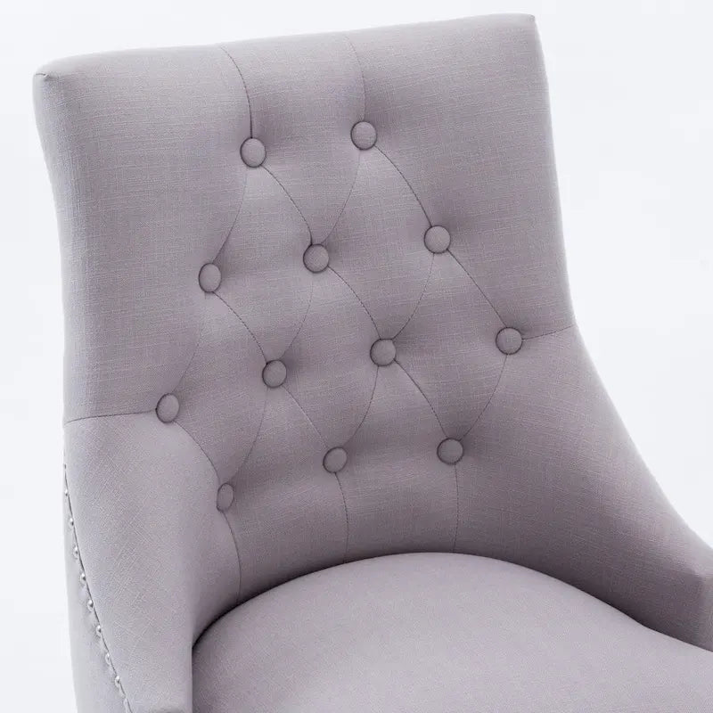 Mid-century Modern Dining chairs Button Tufted Accent Chairs with Nailhead Trim Set of 2