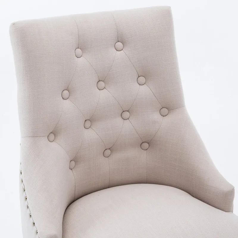 Mid-century Modern Dining chairs Button Tufted Accent Chairs with Nailhead Trim Set of 2