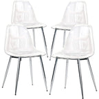 Modern Plastic Shell Accent Side Chairs with metal Legs, Transparent
