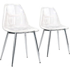 Modern Plastic Shell Accent Side Chairs with metal Legs, Transparent