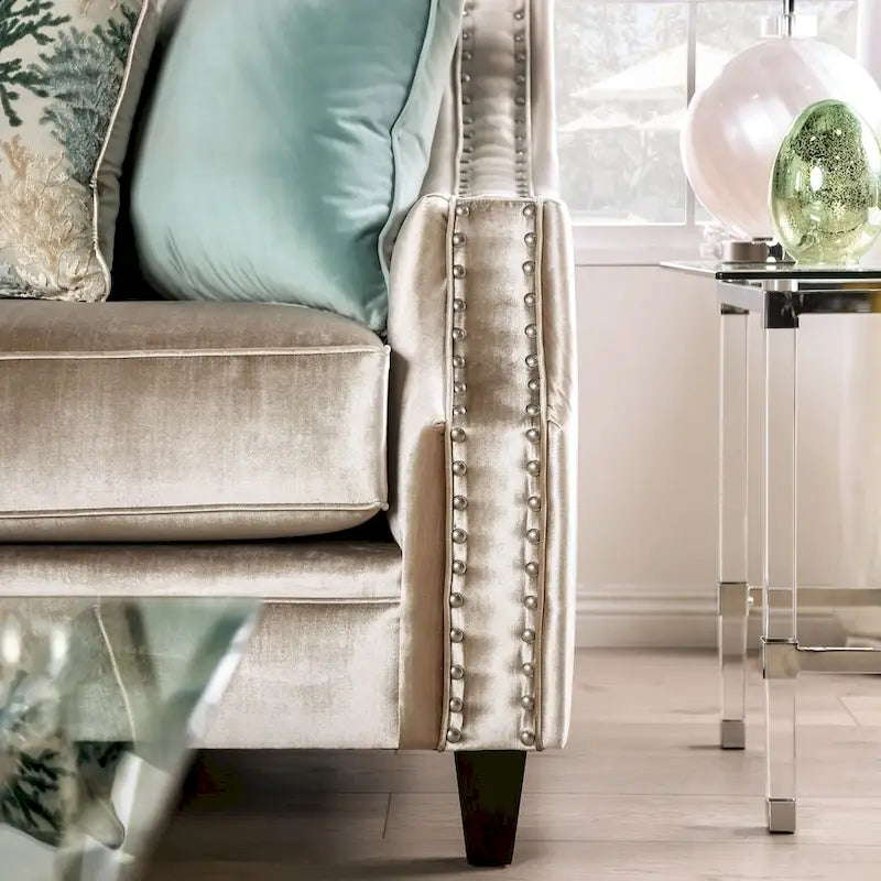 Vynn Transitional Solid Wood Padded Loveseat by Furniture of America