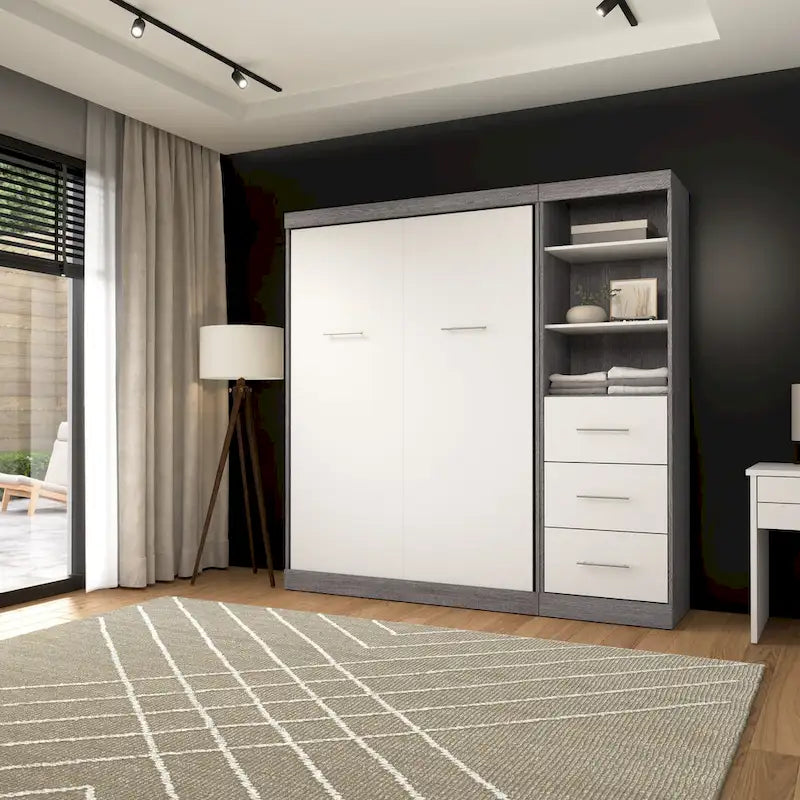 Nebula Full Murphy Bed and Closet Organizer with Drawers by Bestar