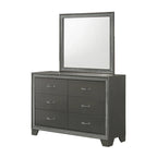 Hoyt 5 Piece Dark Gray Faux Leather Upholstered Tufted Panel Bedroom Set