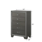 Hoyt 5 Piece Dark Gray Faux Leather Upholstered Tufted Panel Bedroom Set