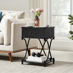 Modern Nightstand with 1-Drawer and Storage Shelf, X-design End Side Table