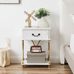 Modern Nightstand with 1-Drawer and Storage Shelf, X-design End Side Table