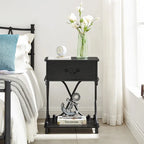Modern Nightstand with 1-Drawer and Storage Shelf, X-design End Side Table