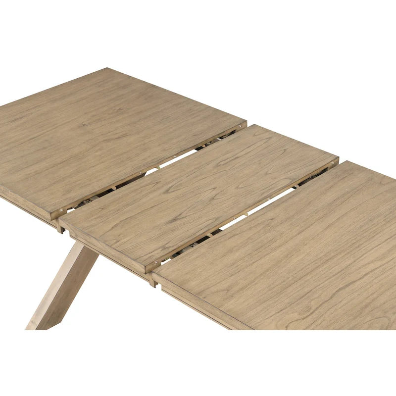 Roundhill Furniture Raven Wood Trestle Extendable Dining Table with Leaf, Glazed Pine Brown