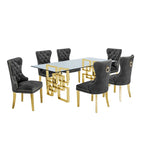 Best Quality Furniture Modern Gold Stainless Steel 7pc Dinette