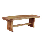 Chic Teak Suar Live Edge Slab Backless Bench approximately 69  long