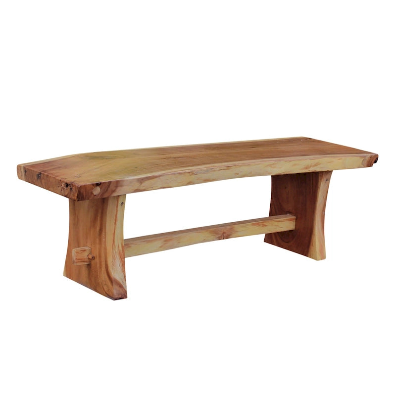 Chic Teak Suar Live Edge Slab Backless Bench approximately 69  long