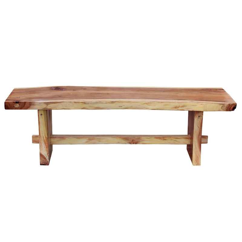 Chic Teak Suar Live Edge Slab Backless Bench approximately 69  long