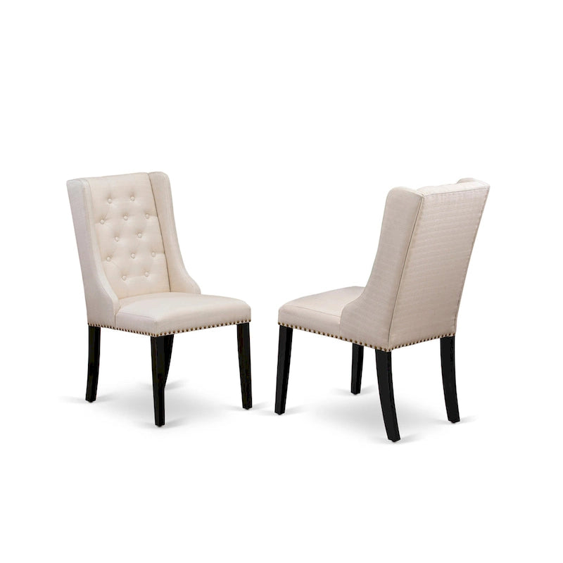 East West Furniture Parson Kitchen Chairs - Button Tufted Nailhead Upholstered Dining Chairs, Set of 2, (Finish & Upholstered)