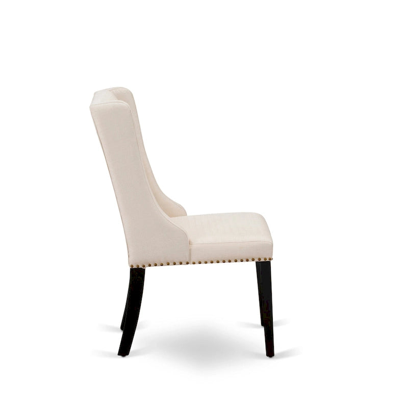 East West Furniture Parson Kitchen Chairs - Button Tufted Nailhead Upholstered Dining Chairs, Set of 2, (Finish & Upholstered)