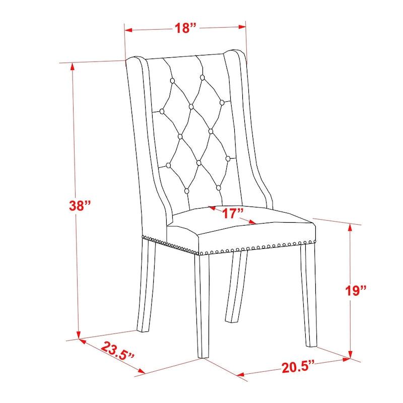 East West Furniture Parson Kitchen Chairs - Button Tufted Nailhead Upholstered Dining Chairs, Set of 2, (Finish & Upholstered)