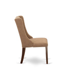 East West Furniture Parson Kitchen Chairs - Button Tufted Nailhead Upholstered Dining Chairs, Set of 2, (Finish & Upholstered)