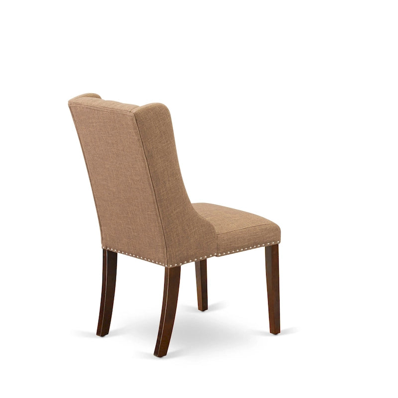 East West Furniture Parson Kitchen Chairs - Button Tufted Nailhead Upholstered Dining Chairs, Set of 2, (Finish & Upholstered)