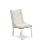 East West Furniture Parson Kitchen Chairs - Button Tufted Nailhead Upholstered Dining Chairs, Set of 2, (Finish & Upholstered)