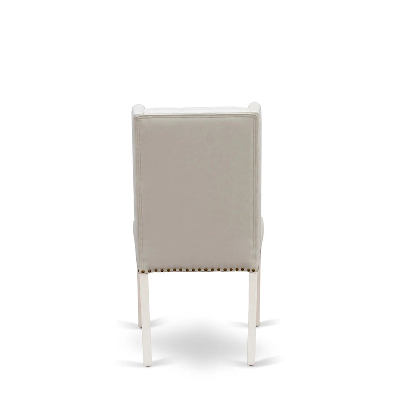 East West Furniture Parson Kitchen Chairs - Button Tufted Nailhead Upholstered Dining Chairs, Set of 2, (Finish & Upholstered)