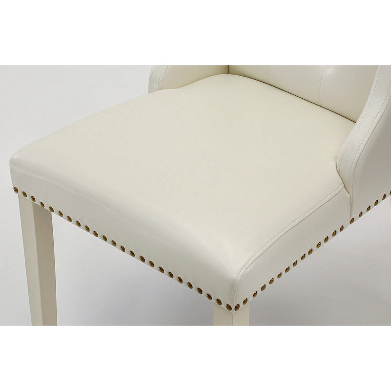 East West Furniture Parson Kitchen Chairs - Button Tufted Nailhead Upholstered Dining Chairs, Set of 2, (Finish & Upholstered)