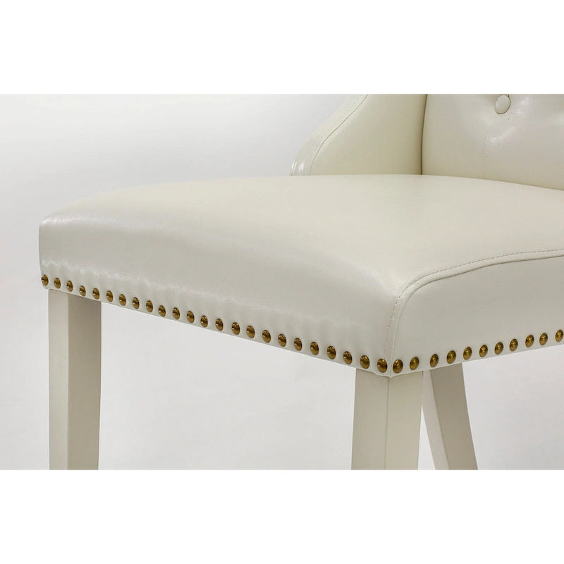 East West Furniture Parson Kitchen Chairs - Button Tufted Nailhead Upholstered Dining Chairs, Set of 2, (Finish & Upholstered)