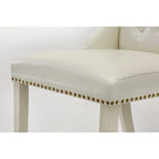 East West Furniture Parson Kitchen Chairs - Button Tufted Nailhead Upholstered Dining Chairs, Set of 2, (Finish & Upholstered)