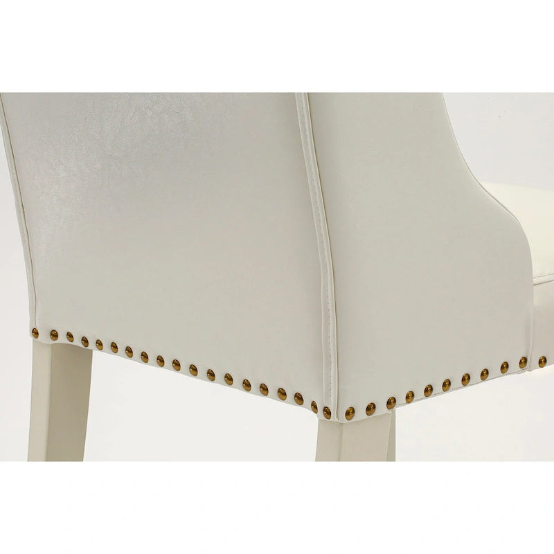 East West Furniture Parson Kitchen Chairs - Button Tufted Nailhead Upholstered Dining Chairs, Set of 2, (Finish & Upholstered)