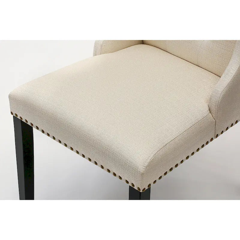 East West Furniture Parson Kitchen Chairs - Button Tufted Nailhead Upholstered Dining Chairs, Set of 2, (Finish & Upholstered)