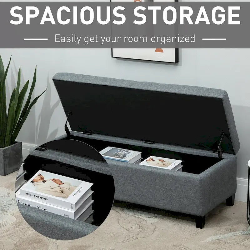 Porch & Den Holmden 51-inch Fabric Tufted Storage Ottoman Bench