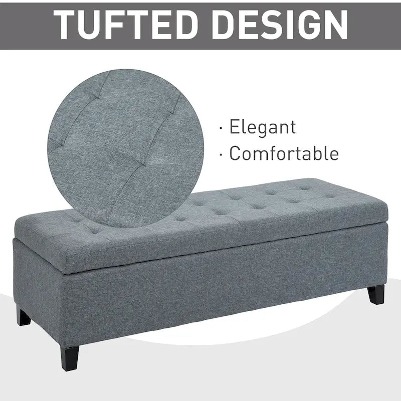 Porch & Den Holmden 51-inch Fabric Tufted Storage Ottoman Bench