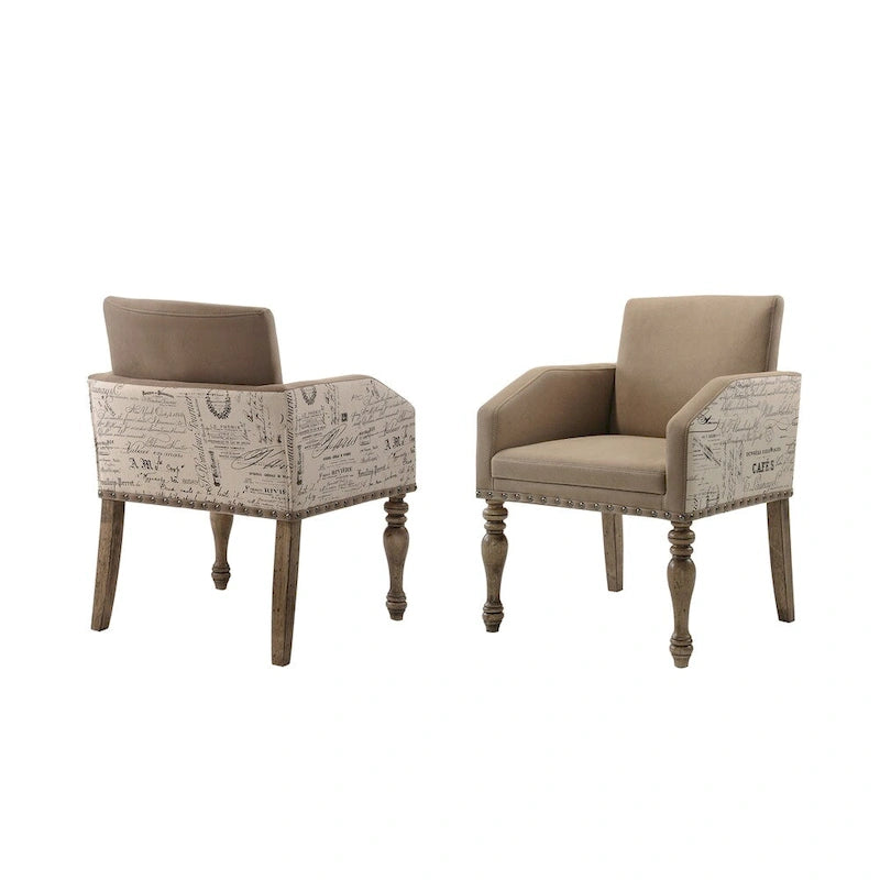 Roundhill Furniture Birmingham Driftwood Table and Nail Head Chair 7-piece Dining Set