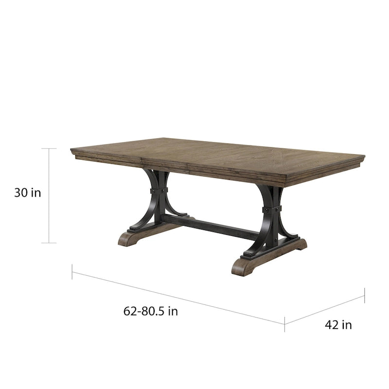 Roundhill Furniture Birmingham Driftwood Table and Nail Head Chair 7-piece Dining Set