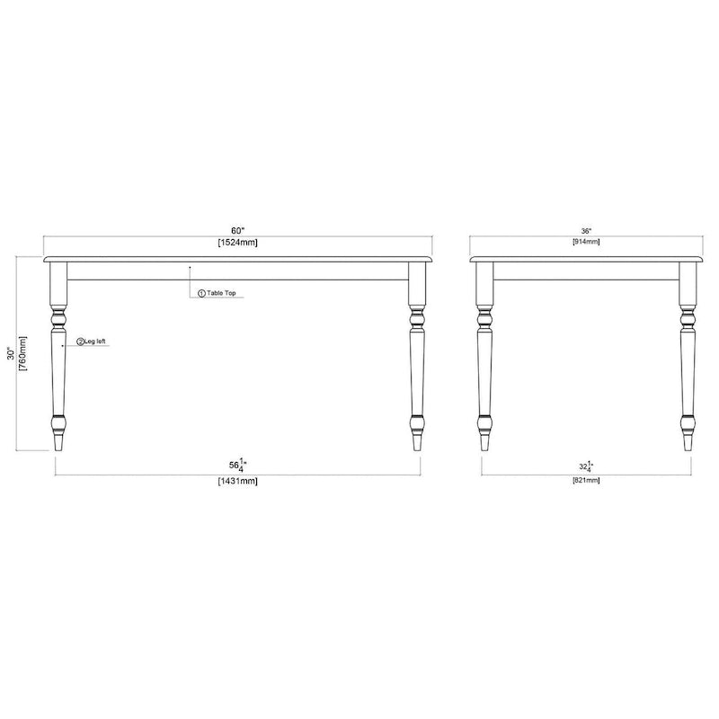 Windsor Rectangle Dining Table - Cream