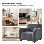 Wayne 35  Wide Boucle Upholstered Teddy Accent Chair with Solid Wood Legs by HULALA HOME