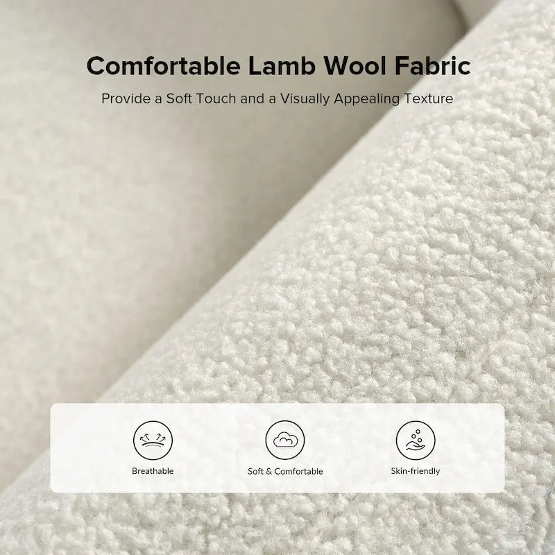 Wayne 35  Wide Boucle Upholstered Teddy Accent Chair with Solid Wood Legs by HULALA HOME